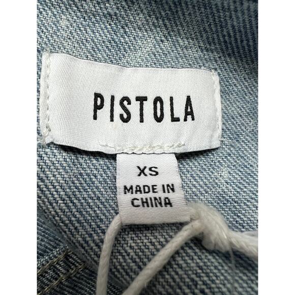 PISTOLA WOMENS XSMALL DENIM BRIX AVIATOR COTTON MINI JEAN DRESS BLUE NEW - Picture 4 of 14